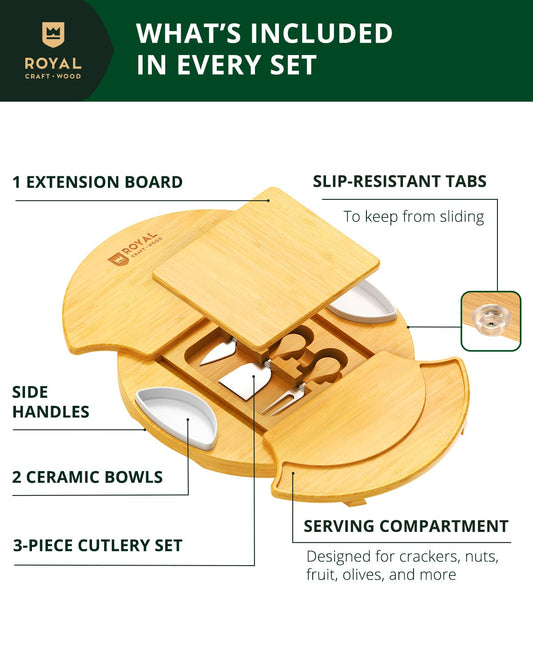 Cheese Board Set, Round — with Serving Utensils, front view