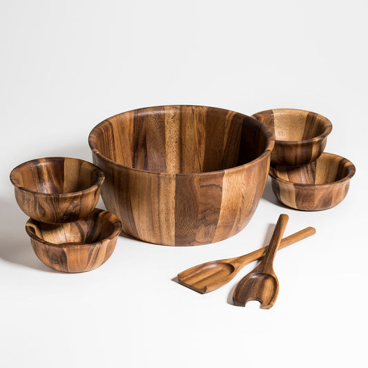 Extra Large Salad Bowl with Servers, front view