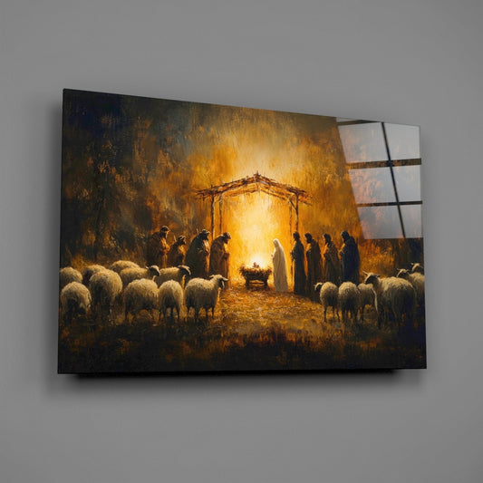 Nativity Glass Wall Art, lifestyle photo