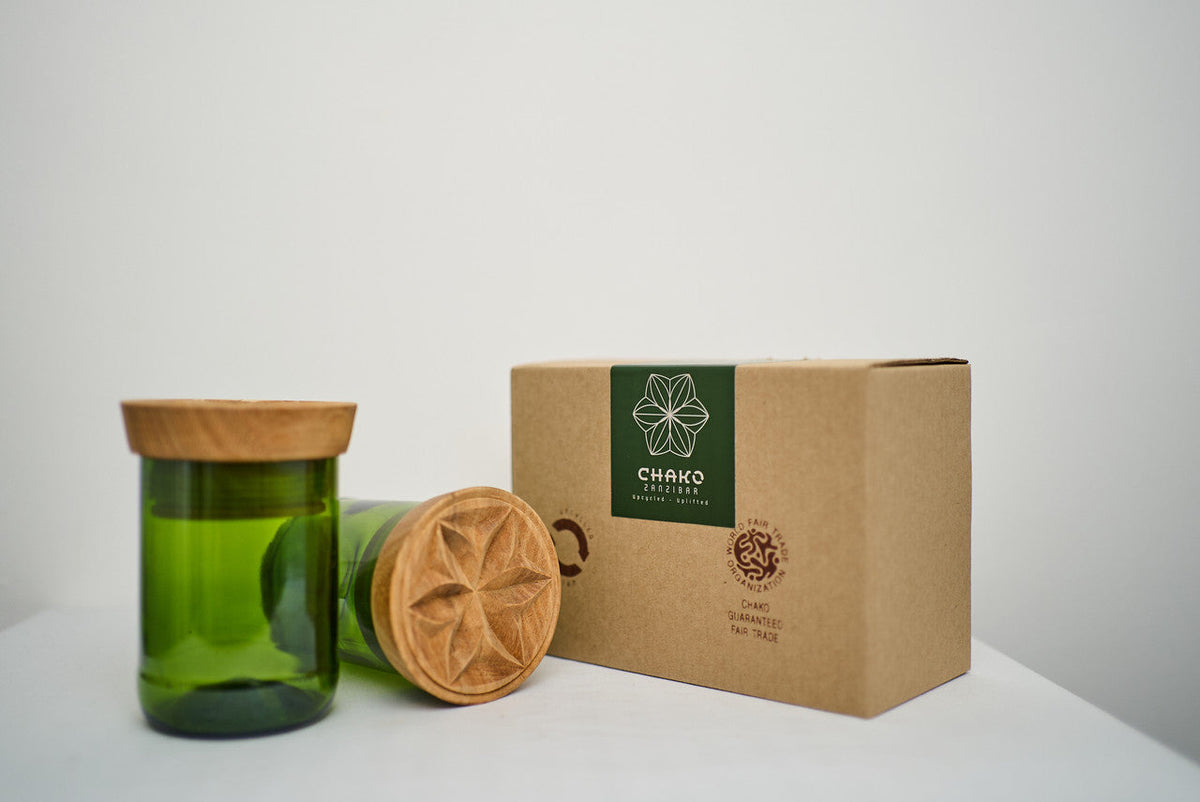 Upcycled Glass Spice Jars, Dark Green (Set of 2), lifestyle photo