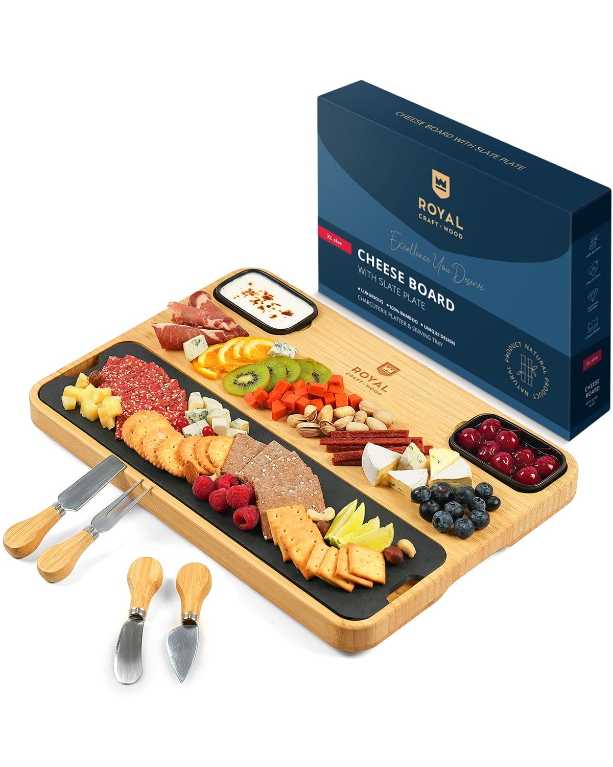Cheese Board with Slate Plate, full set