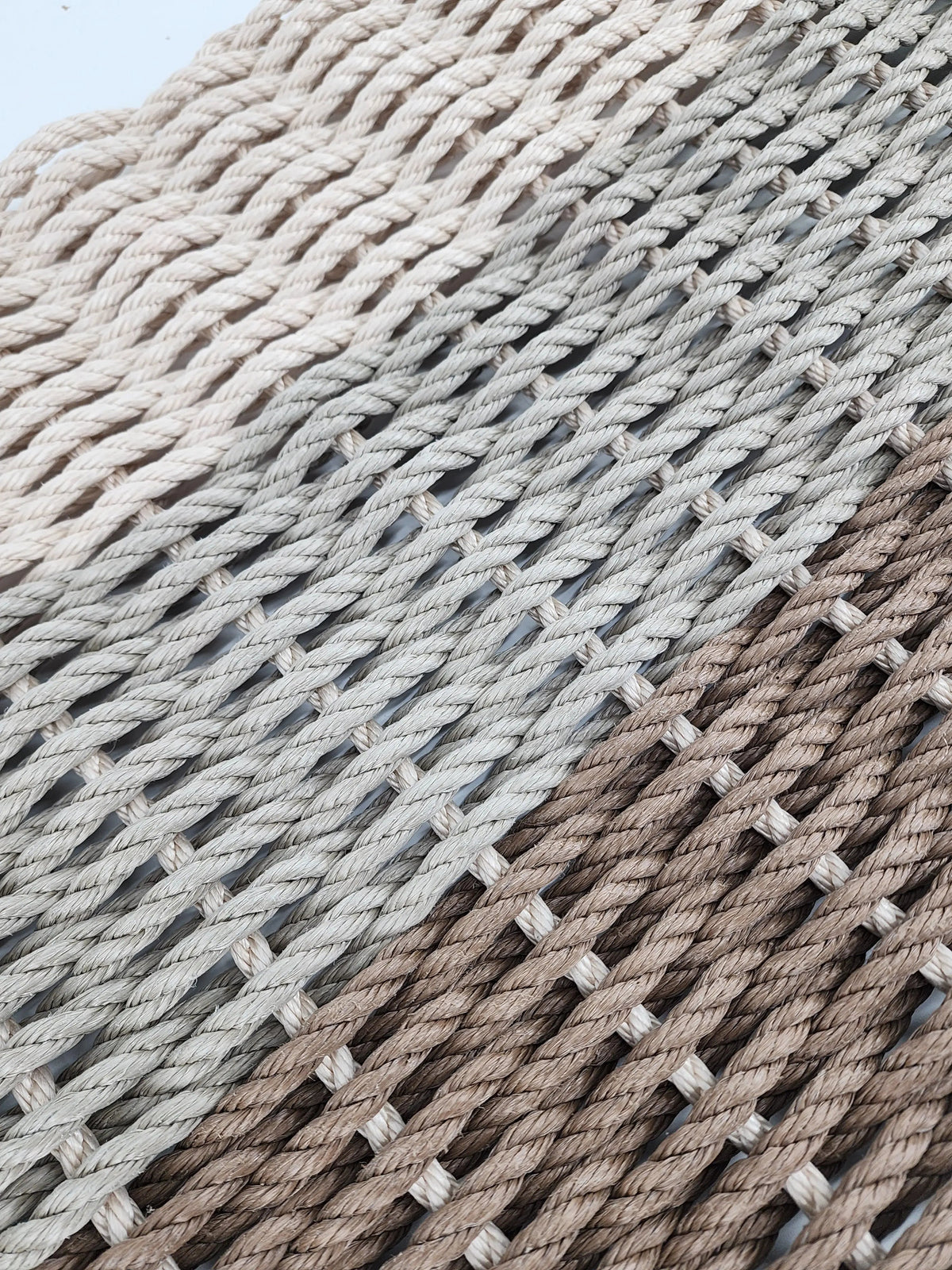 Handwoven Rope Doormat – Brown & Tan Ombre, lifestyle photo