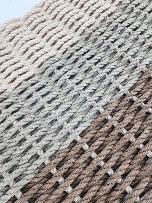 Handwoven Rope Doormat – Brown & Tan Ombre, lifestyle photo