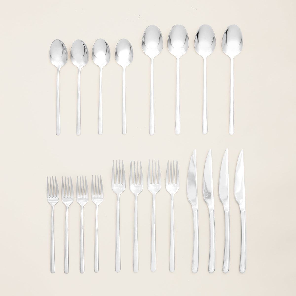 Emilia Mirror 20-Piece Flatware Set, styled setting