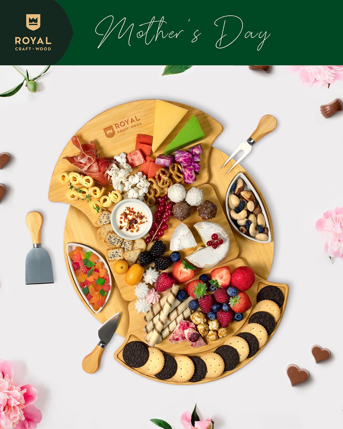 Cheese Board Set, Round — with Serving Utensils, lifestyle photo
