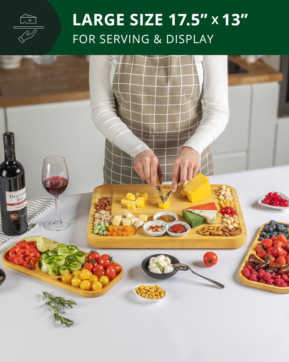 Cheese Board Set with Side Trays, lifestyle photo