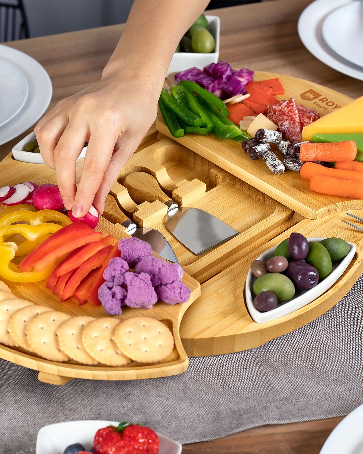 Cheese Board Set, Round — with Serving Utensils, alternate angle