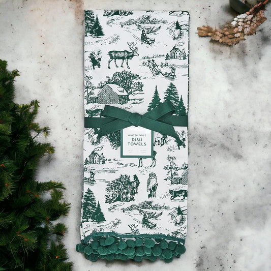 Forest Green Tea Towels, front view