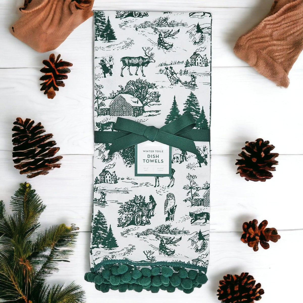 Forest Green Tea Towels, styled setting