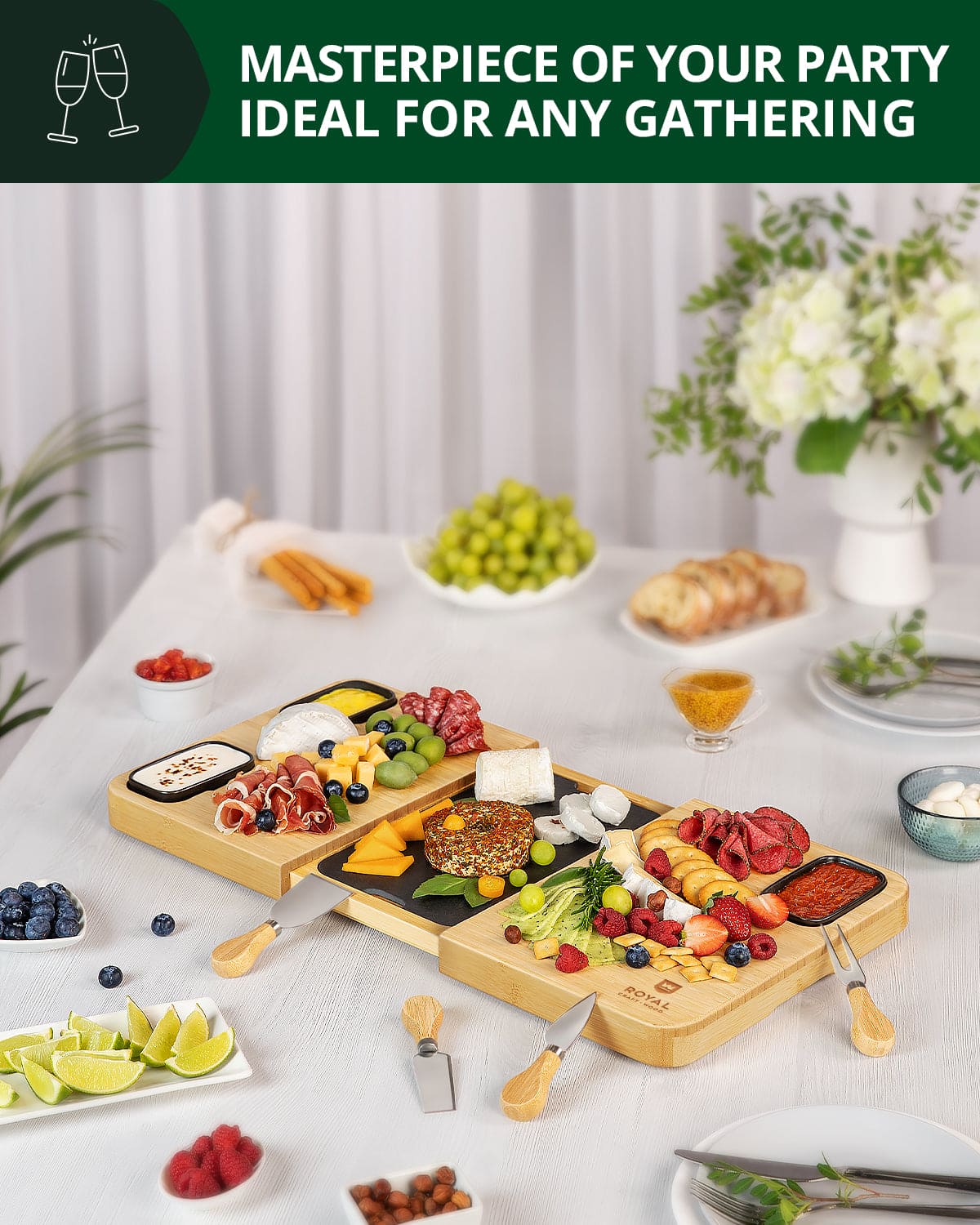 Cheese Board Set with Slate Plate, styled setting