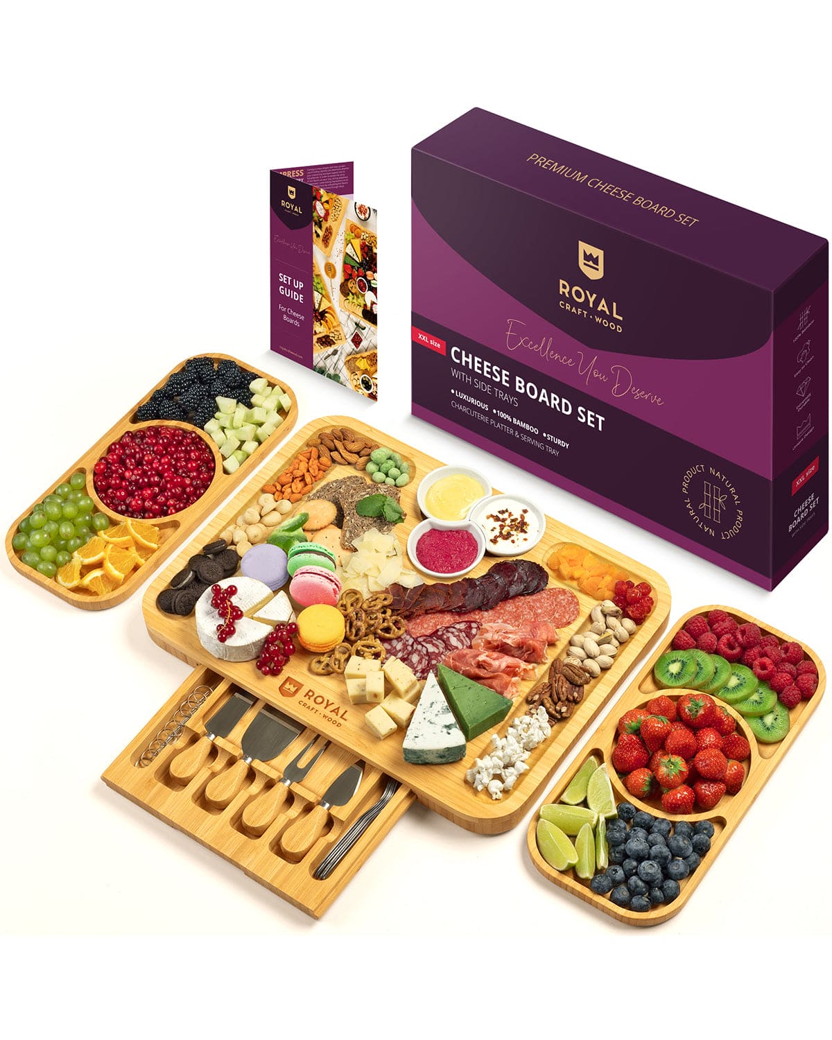 Cheese Board Set with Side Trays, texture detail