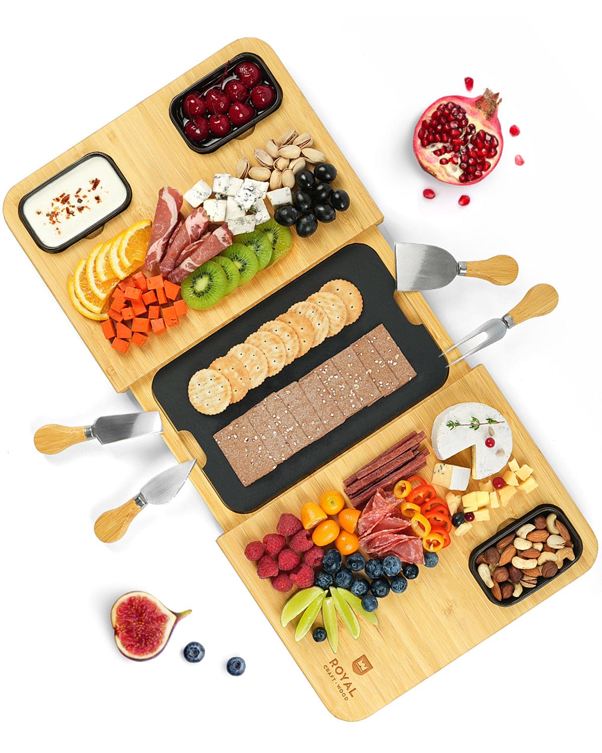 Cheese Board Set with Slate Plate, texture detail