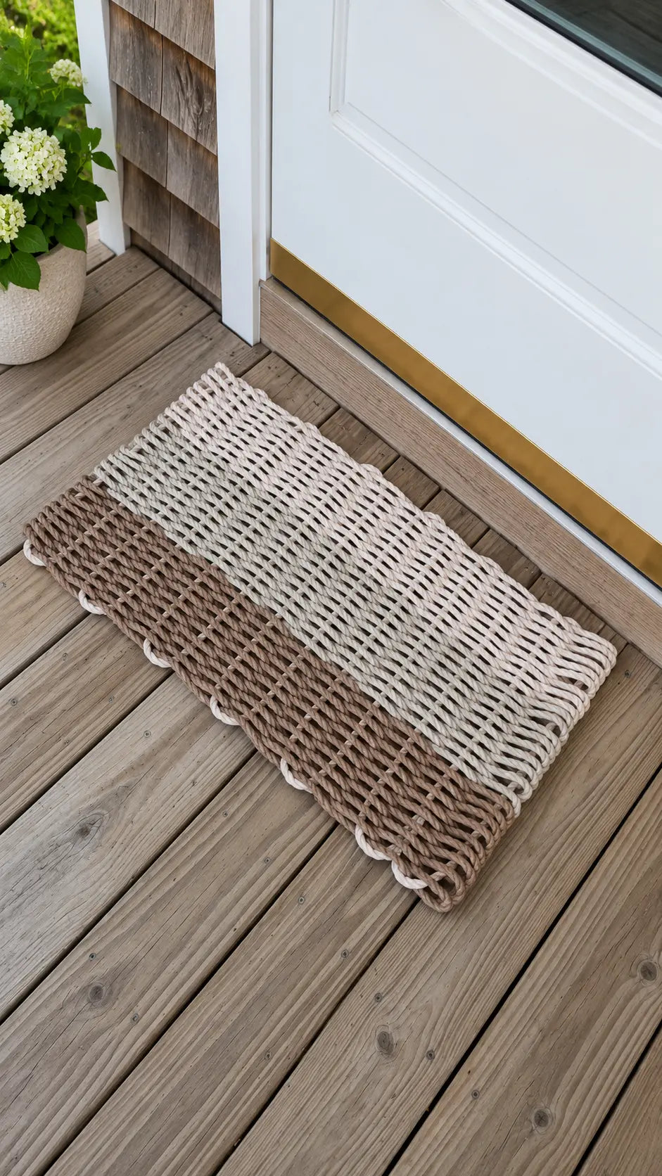 Handwoven Rope Doormat – Brown & Tan Ombre, front view