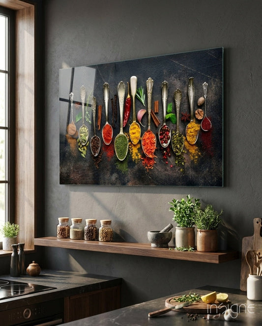 Spice Spoons Glass Wall Art, front view