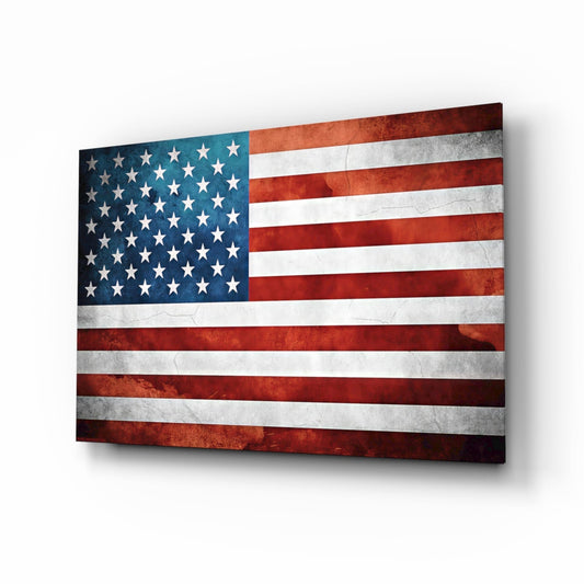 Vintage Watercolor American Flag Glass Wall Art, lifestyle photo