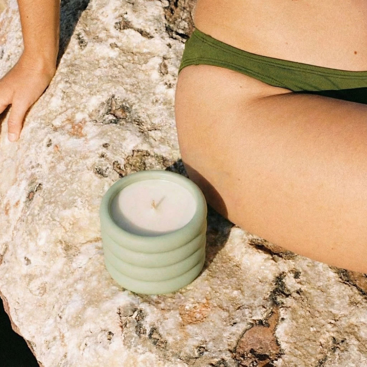 Soy Wax Candle in Reusable Ceramic Vessel, size detail