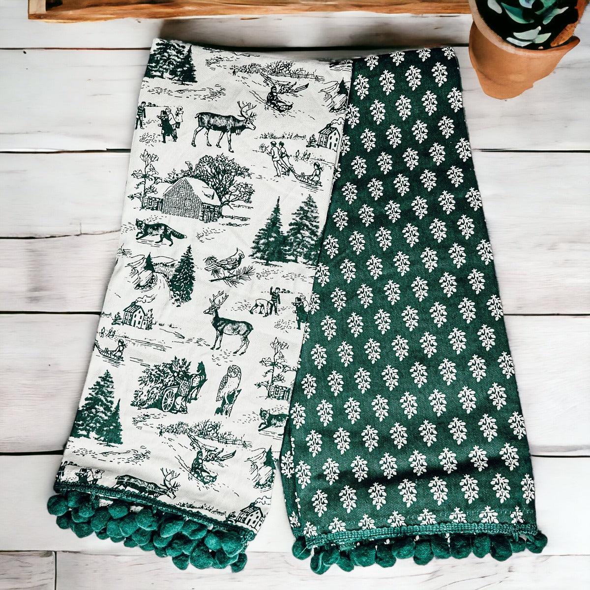 Forest Green Tea Towels, detail view