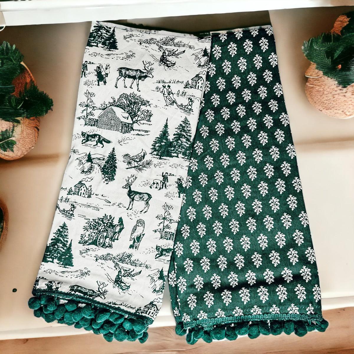 Forest Green Tea Towels, full set
