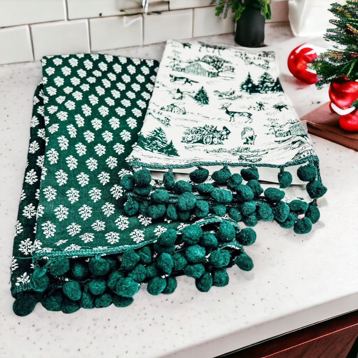 Forest Green Tea Towels, texture detail