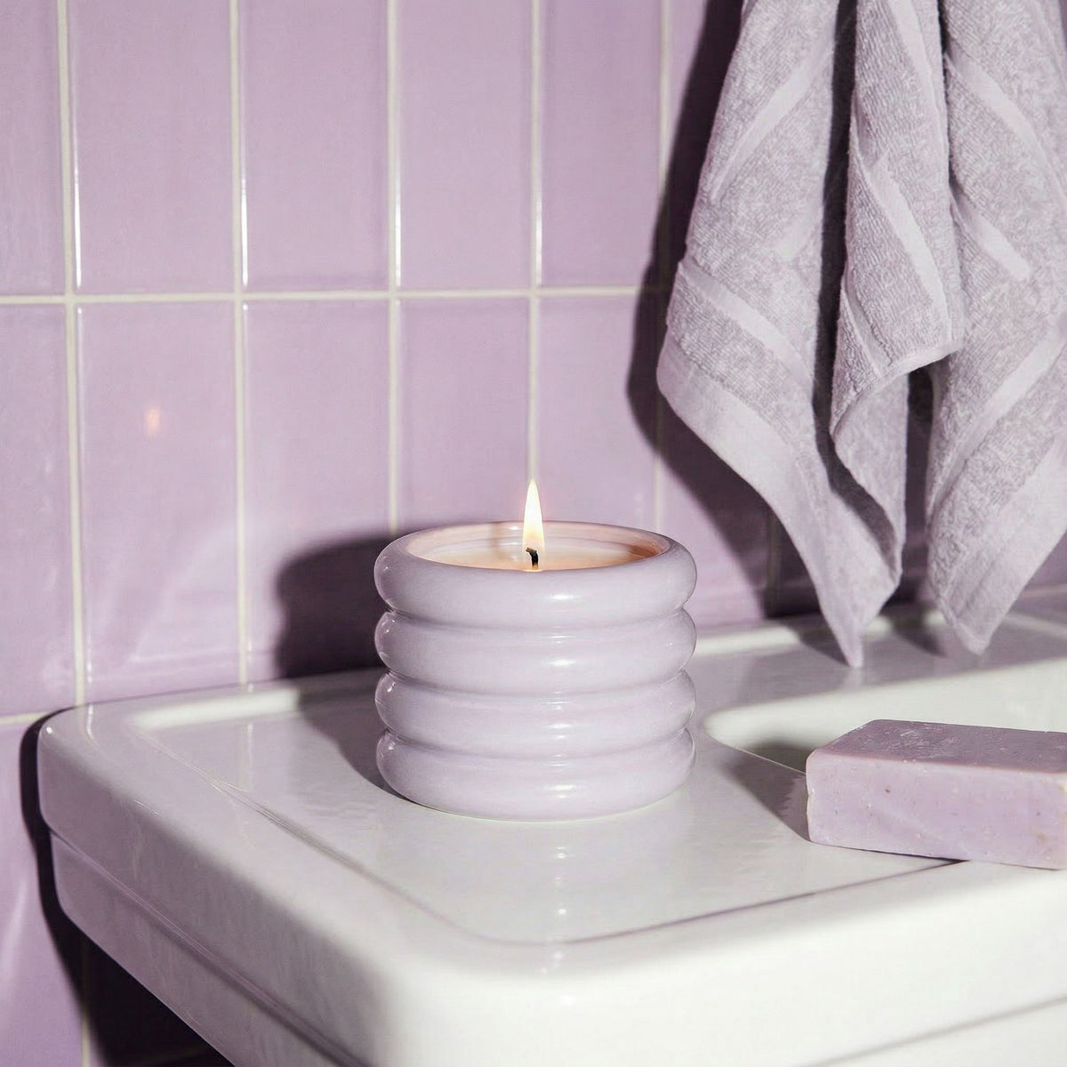 Soy Wax Candle in Reusable Ceramic Vessel, texture detail