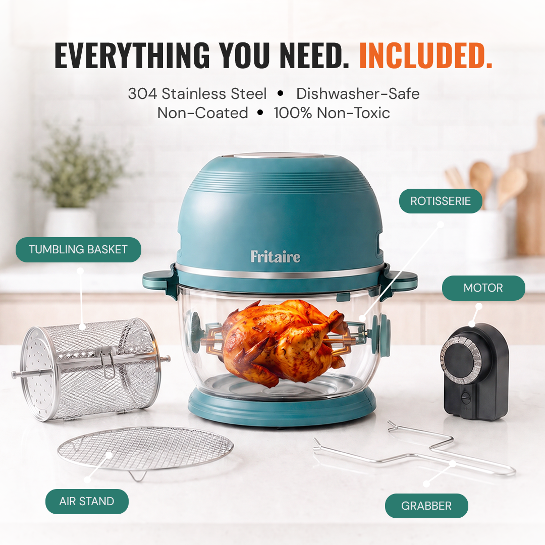 Fritaire Self-Cleaning Non-Toxic Air Fryer – Orange, close-up