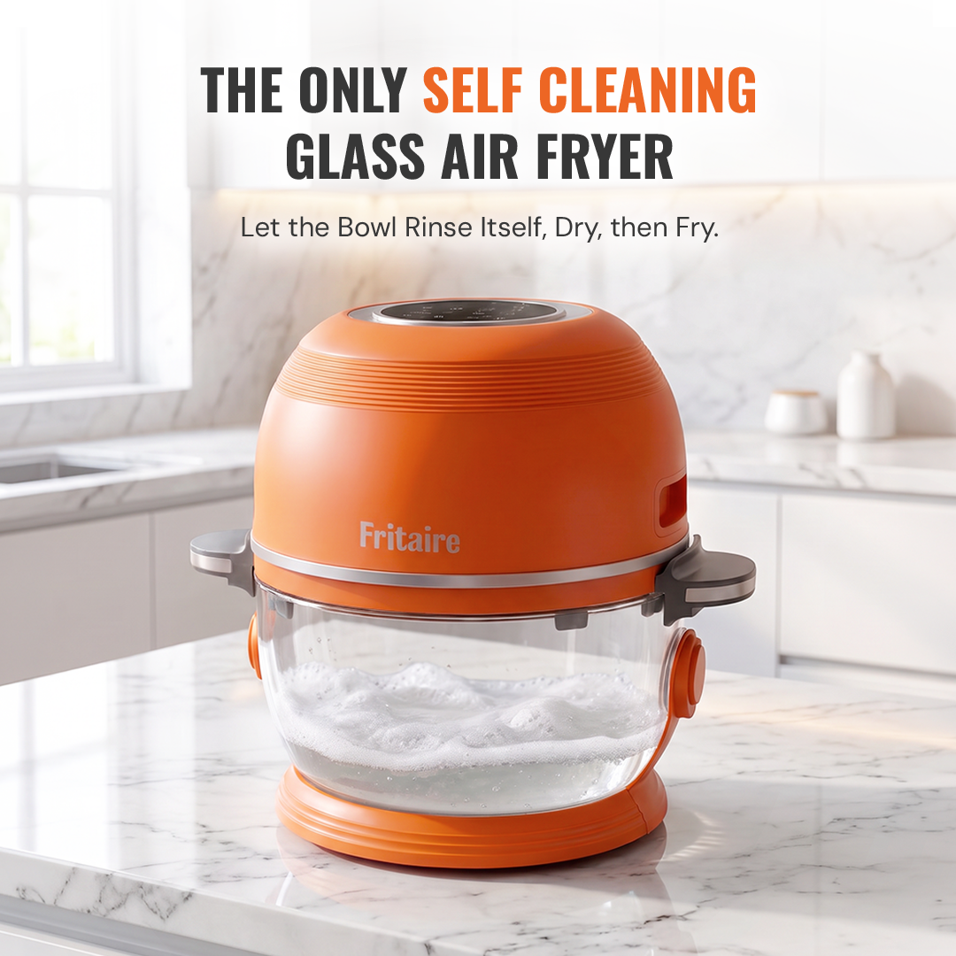 Fritaire Self-Cleaning Non-Toxic Air Fryer – Orange, styled setting