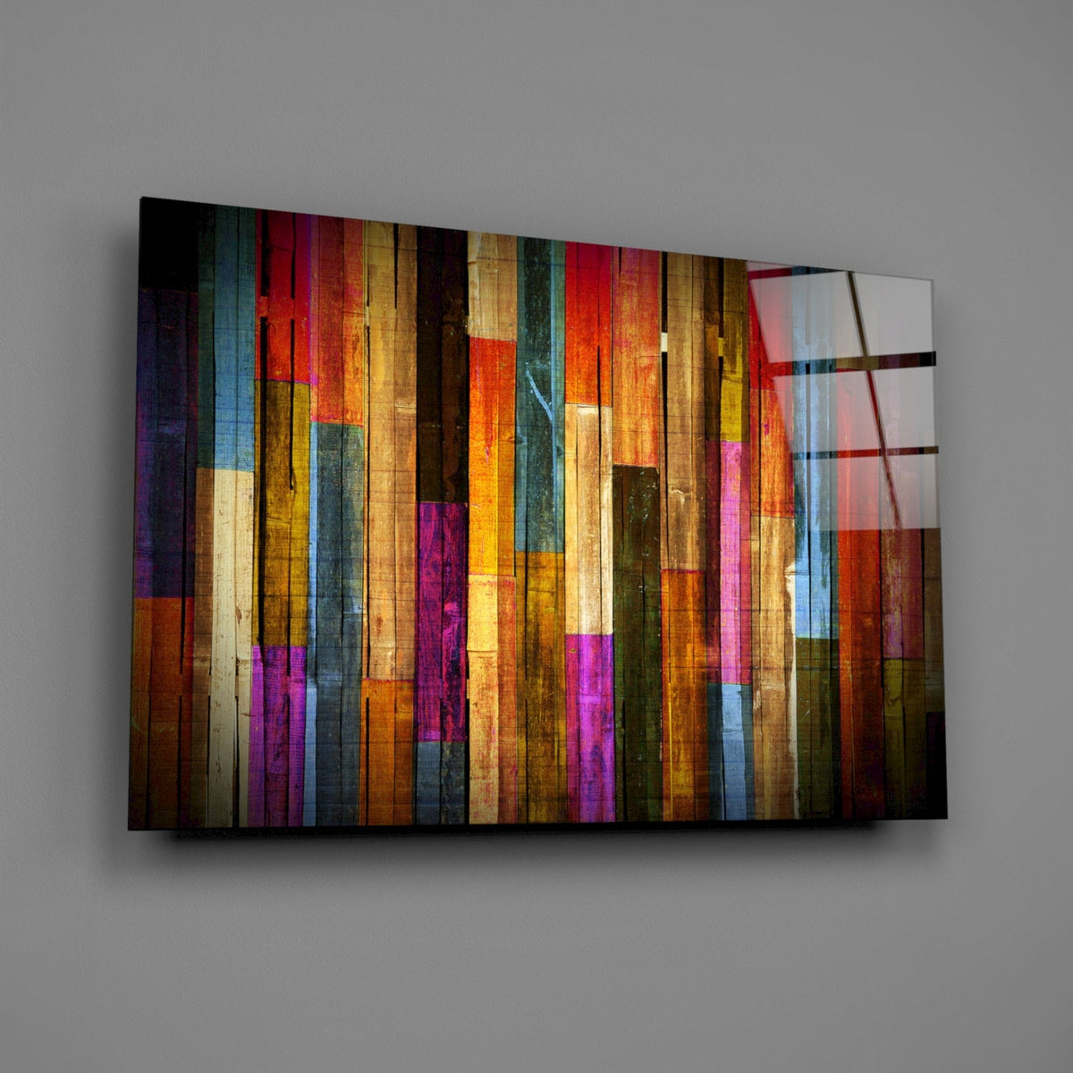 Painted Wood Planks Glass Wall Art, detail view