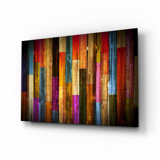 Painted Wood Planks Glass Wall Art, lifestyle photo