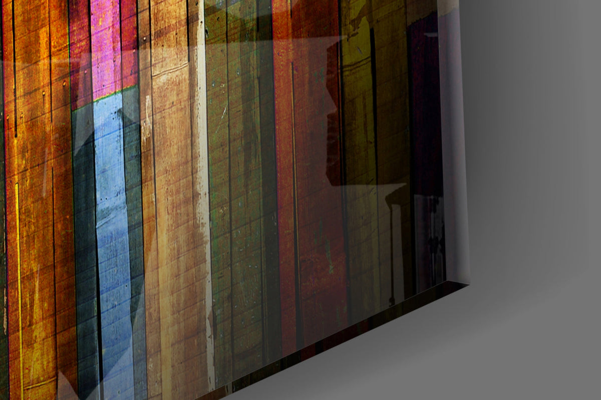 Painted Wood Planks Glass Wall Art, texture detail