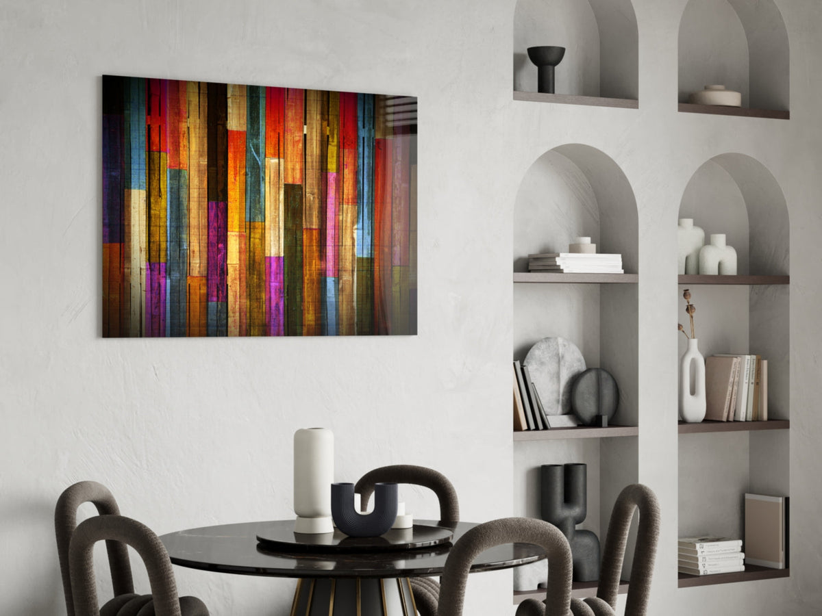 Painted Wood Planks Glass Wall Art, alternate angle
