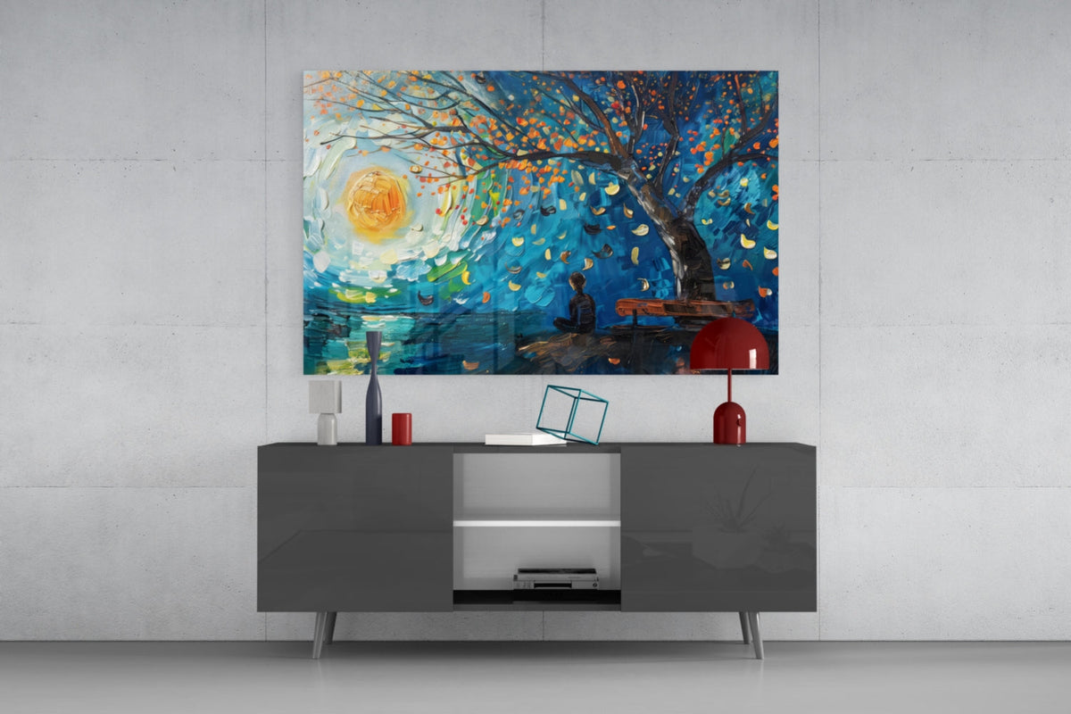 Solitude and Peace Glass Wall Art, texture detail