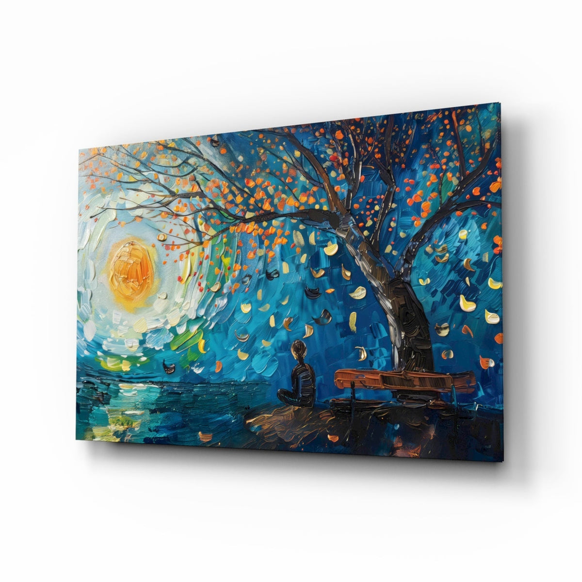 Solitude and Peace Glass Wall Art, front view
