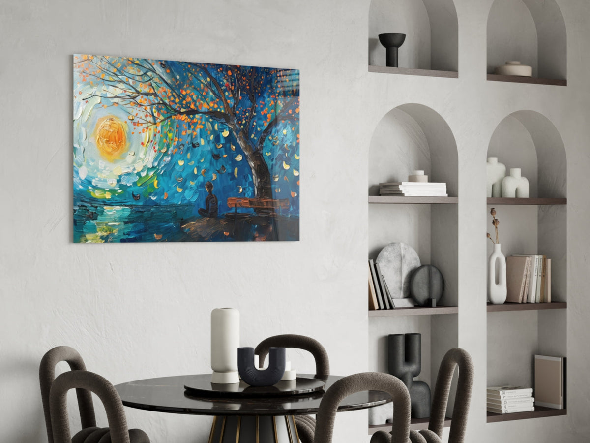 Solitude and Peace Glass Wall Art, in use