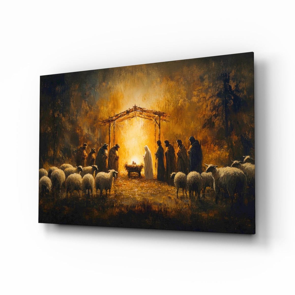 Nativity Glass Wall Art, front view