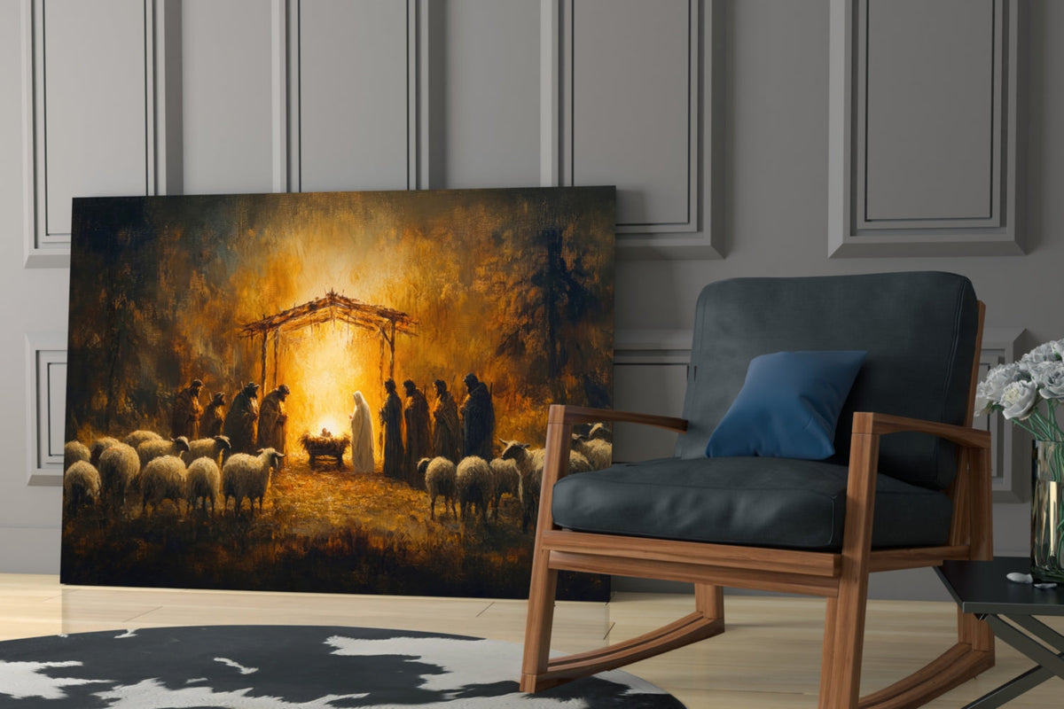 Nativity Glass Wall Art, alternate angle