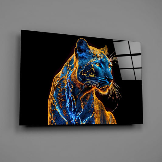 Neon Jaguar Glass Wall Art, lifestyle photo
