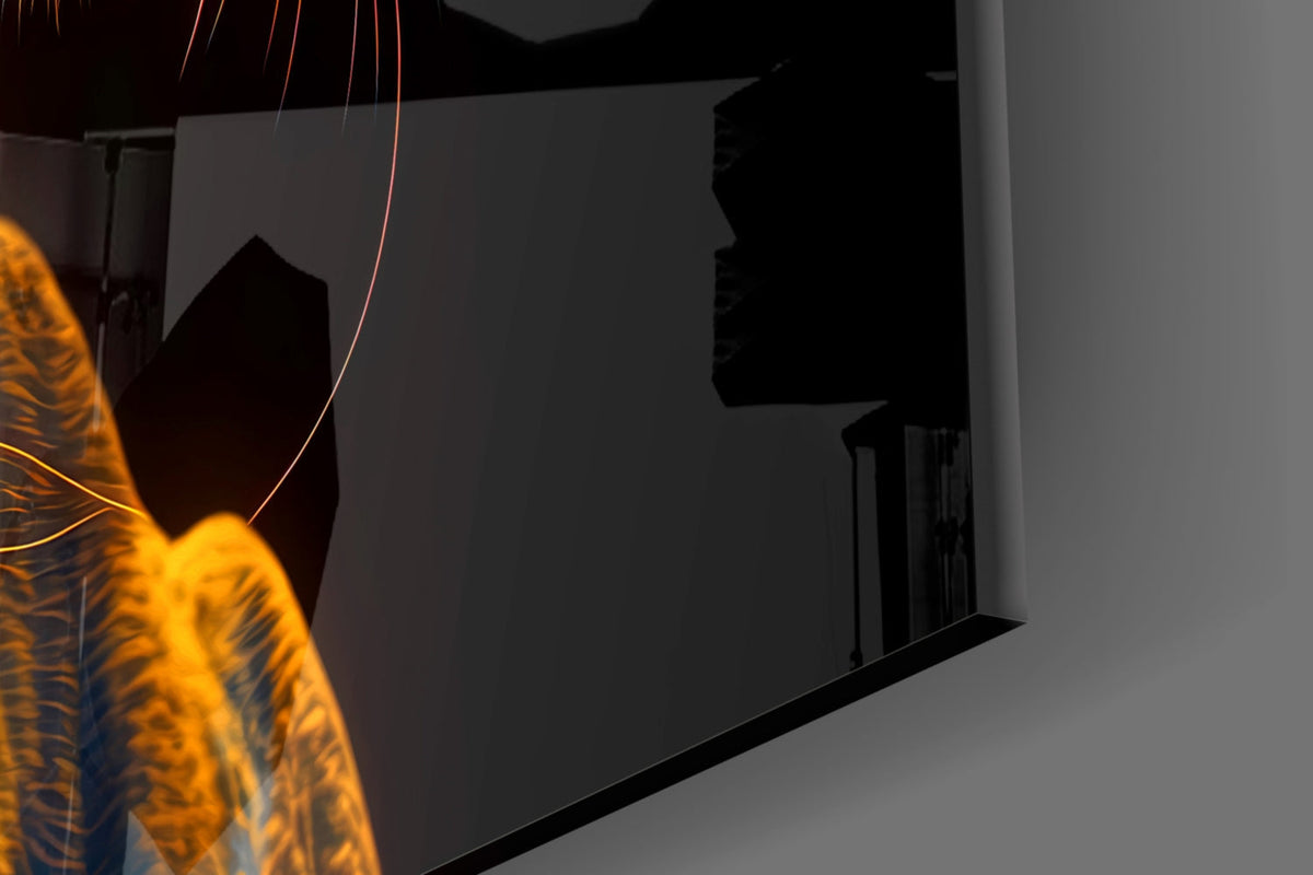 Neon Jaguar Glass Wall Art, styled setting