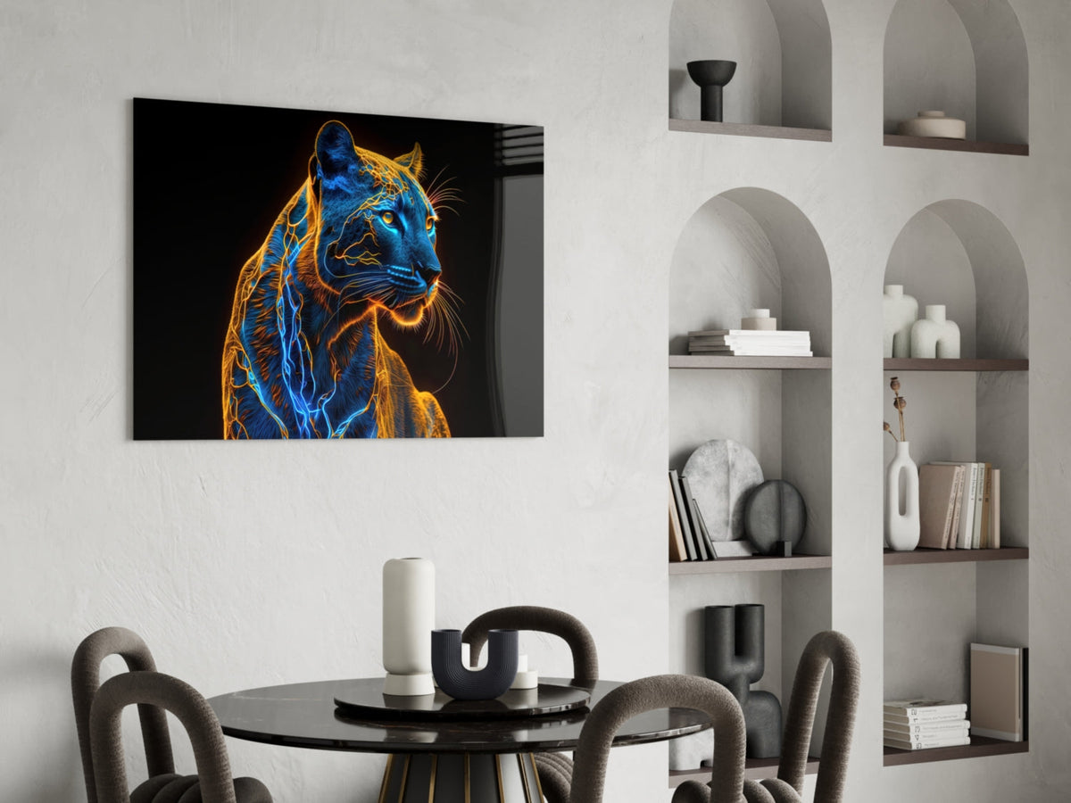 Neon Jaguar Glass Wall Art, in use