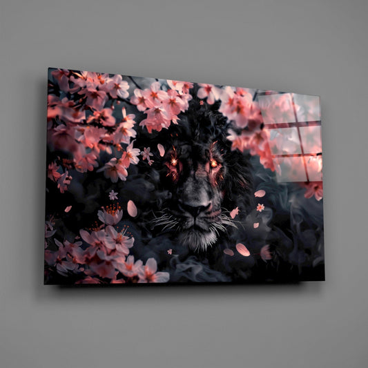 Lion of the Night Glass Wall Art, lifestyle photo