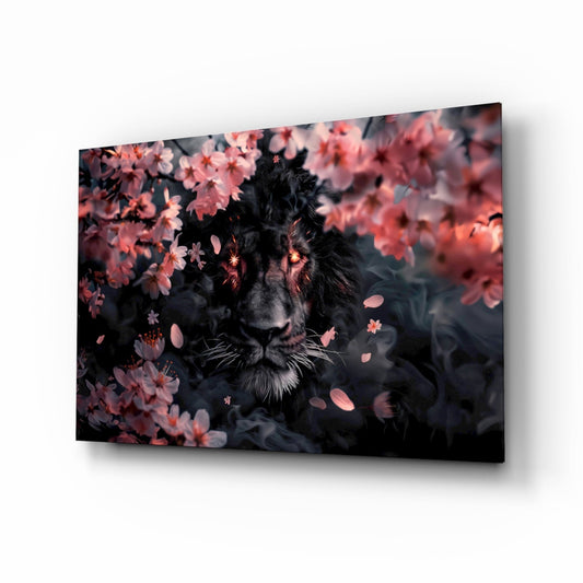 Lion of the Night Glass Wall Art, front view