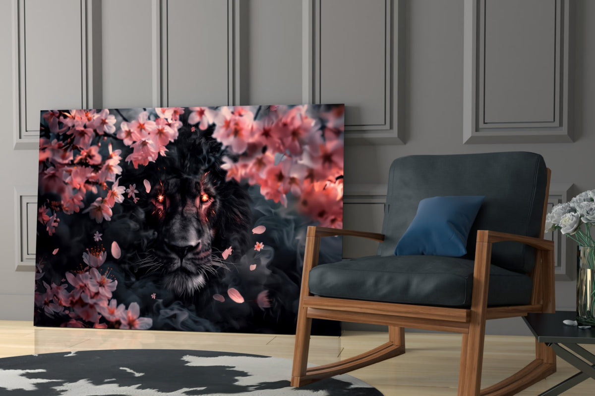 Lion of the Night Glass Wall Art, alternate angle