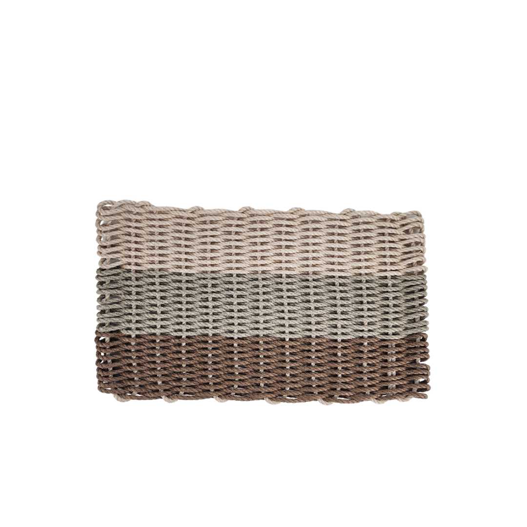 Handwoven Rope Doormat – Brown & Tan Ombre, detail view