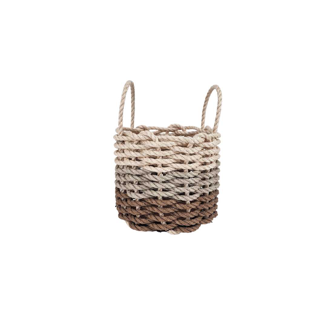 Handwoven Rope Basket – Brown & Tan Ombre, in use