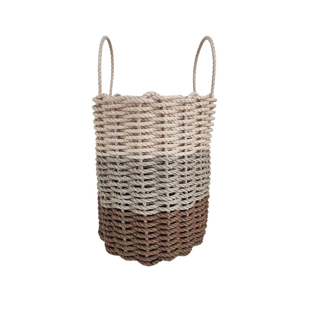 Handwoven Rope Basket – Brown & Tan Ombre, close-up