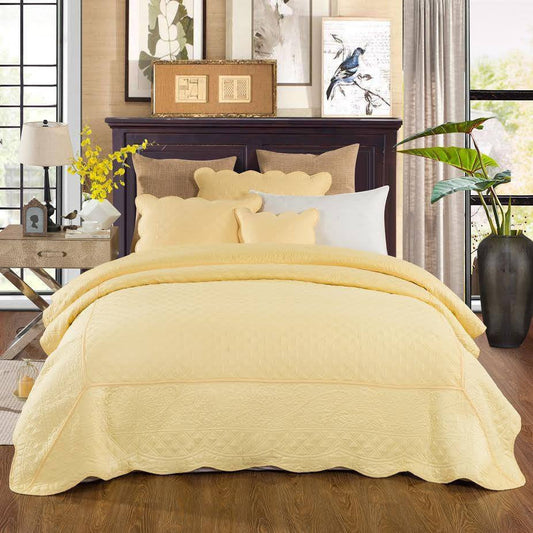 Buttercup Diamond-Stitched Matelasse Quilt Set, front view