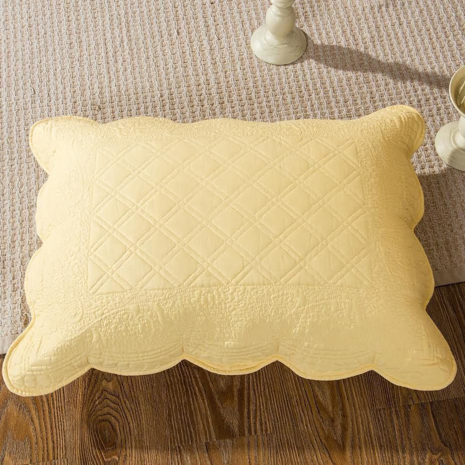 Buttercup Diamond-Stitched Matelasse Quilt Set, close-up