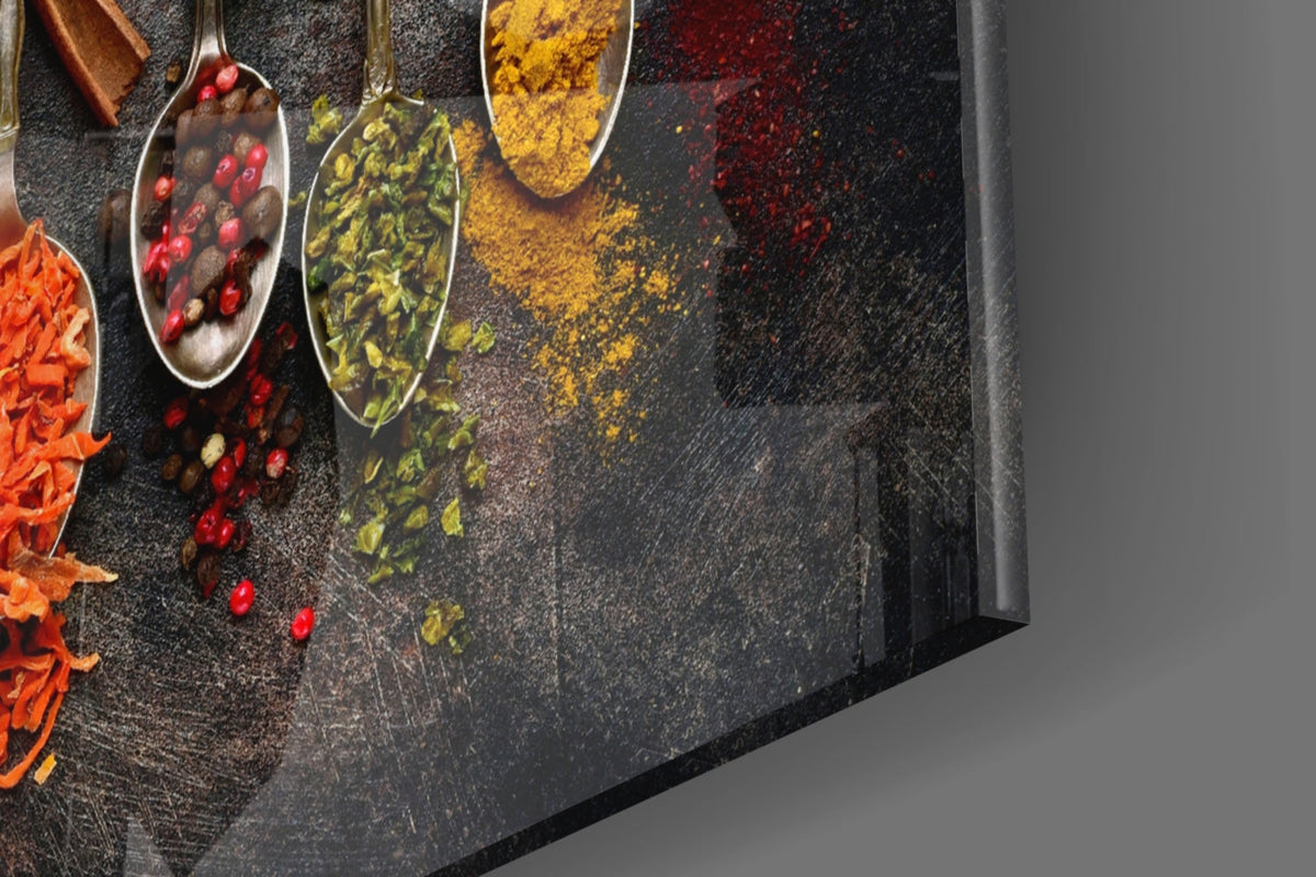 Spice Spoons Glass Wall Art, texture detail