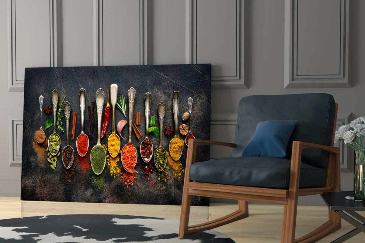 Spice Spoons Glass Wall Art, styled setting