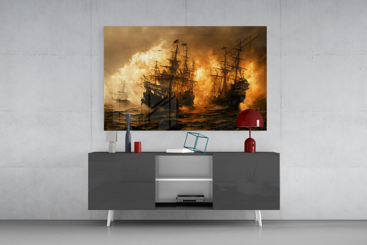 Red Storm Glass Wall Art, full set
