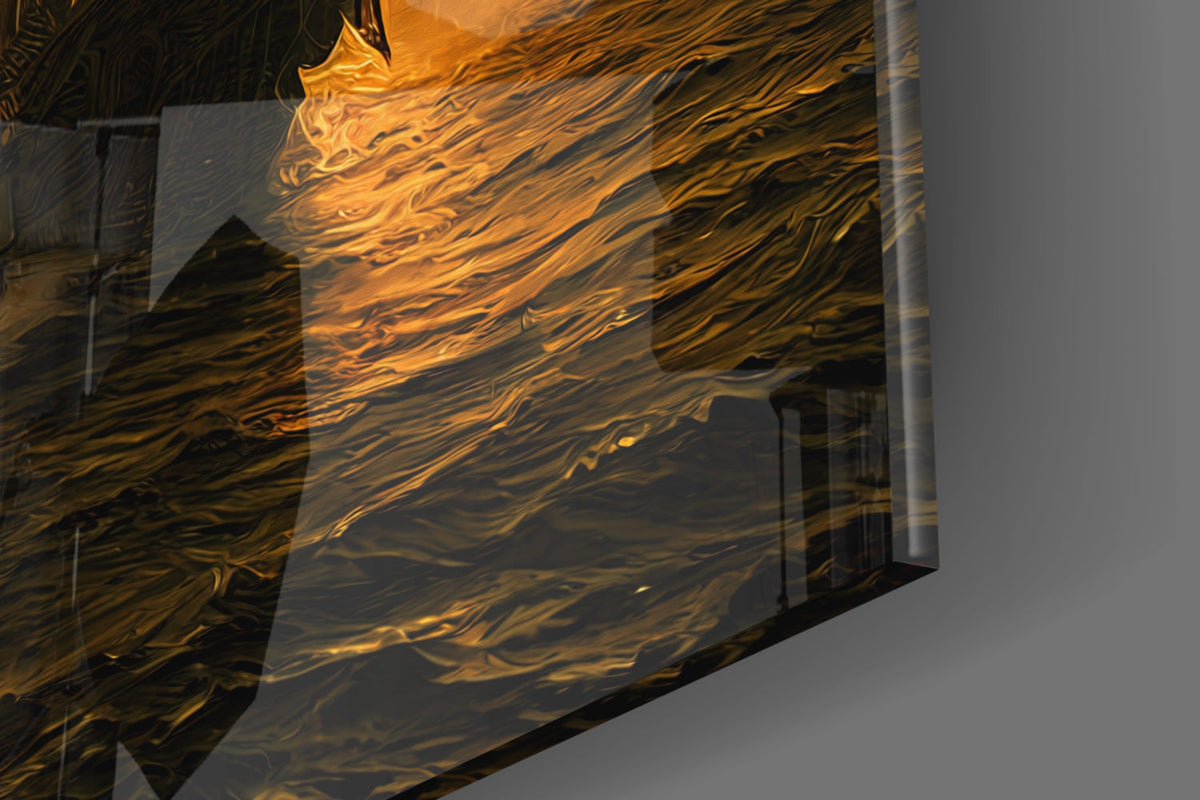 Red Storm Glass Wall Art, texture detail